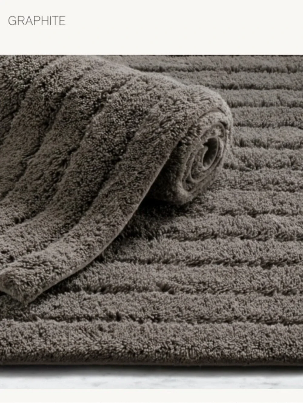 RH RESTORATION HARDWARE ribbed cotton bath math graphite